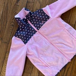 Reversible pink/gray polka dot jacket size 6
